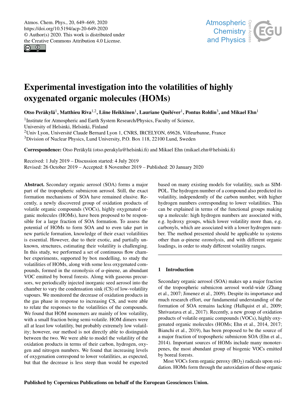 Article Formation, Knowledge of Their Exact Volatilities Ber