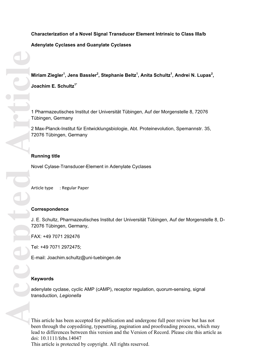 Characterization of a Novel Signal Transducer Element Intrinsic To