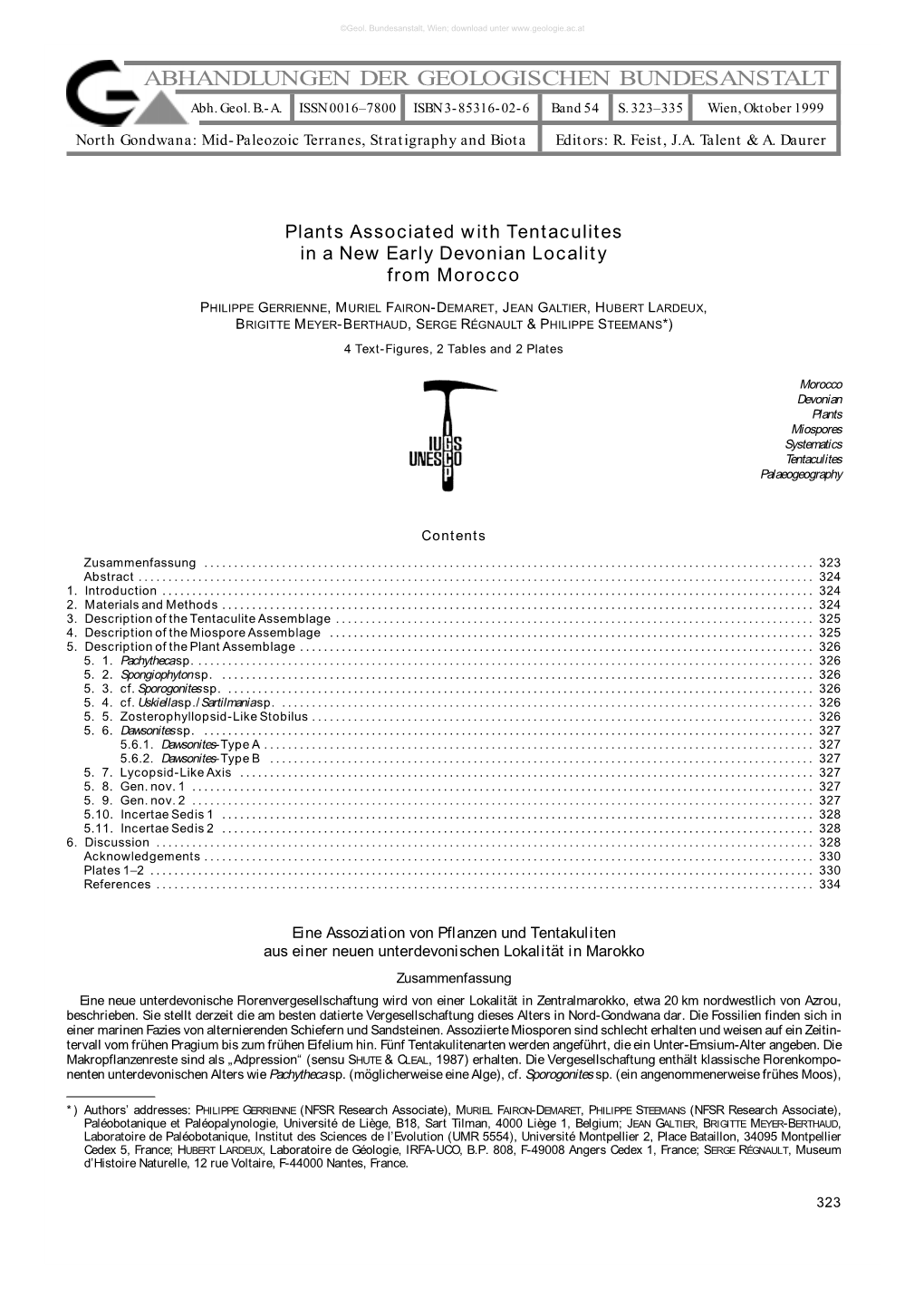 ABHANDLUNGEN DER GEOLOGISCHEN BUNDESANSTALT Abh