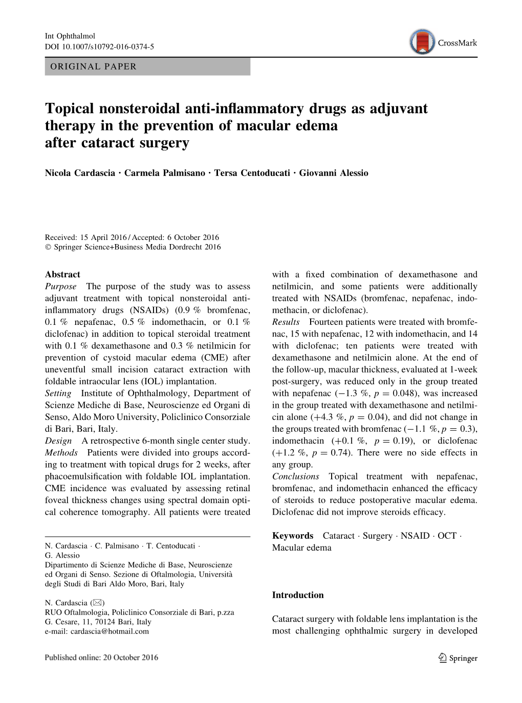 Topical Nonsteroidal Anti-Inflammatory Drugs As Adjuvant