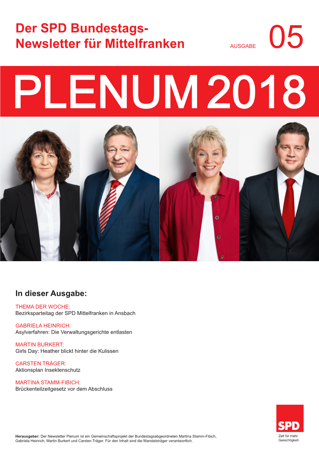Der SPD Bundestags- Newsletter Für Mittelfranken AUSGABE 05 PLENUM 2018