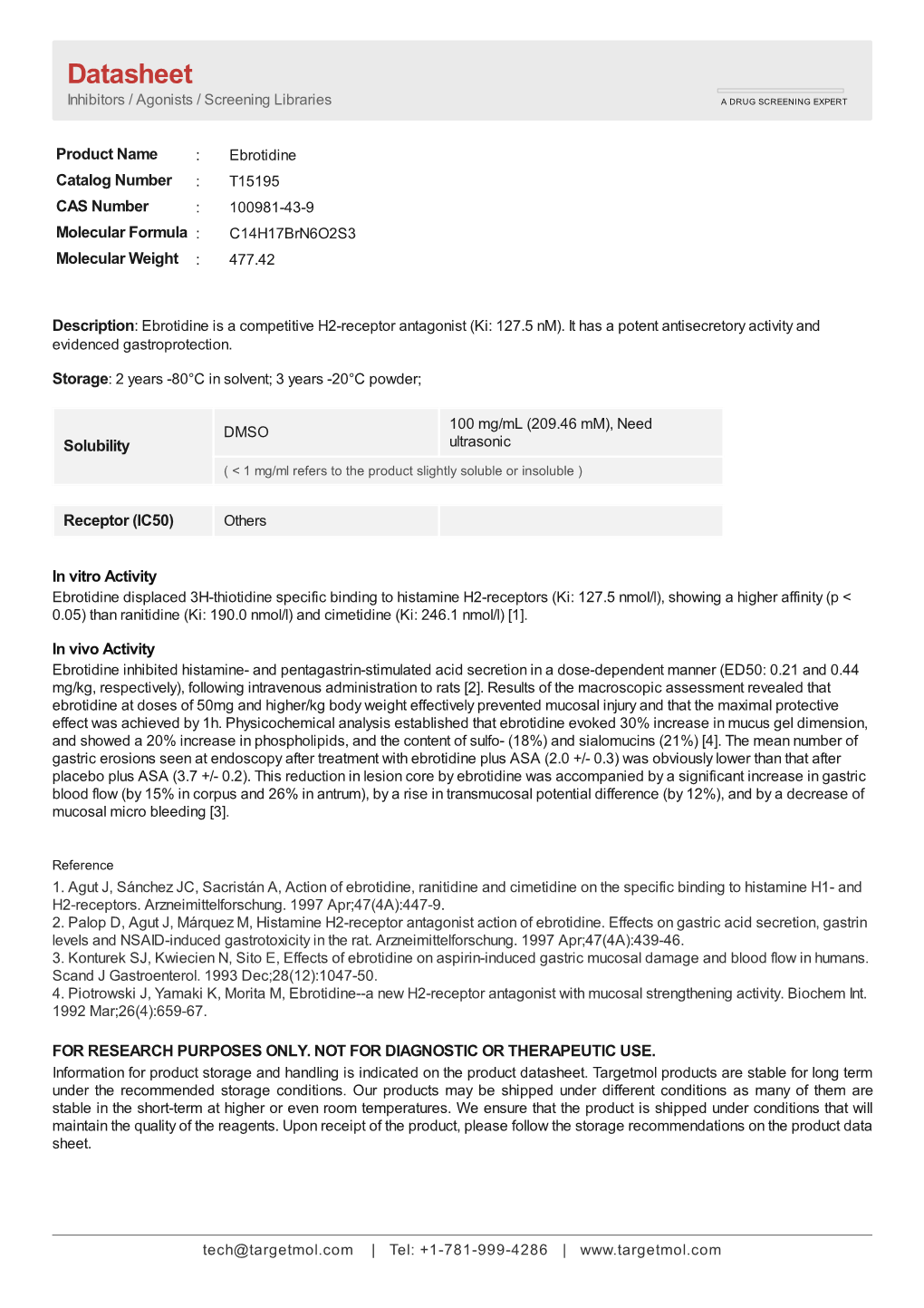 Datasheet Inhibitors / Agonists / Screening Libraries a DRUG SCREENING EXPERT