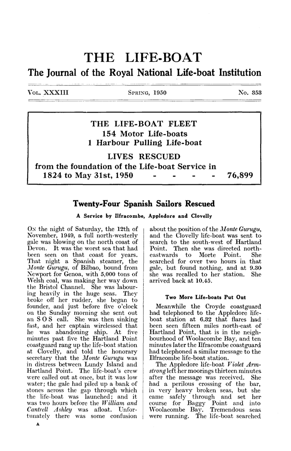 THE LIFE-BOAT the Journal of the Royal National Life-Boat Institution