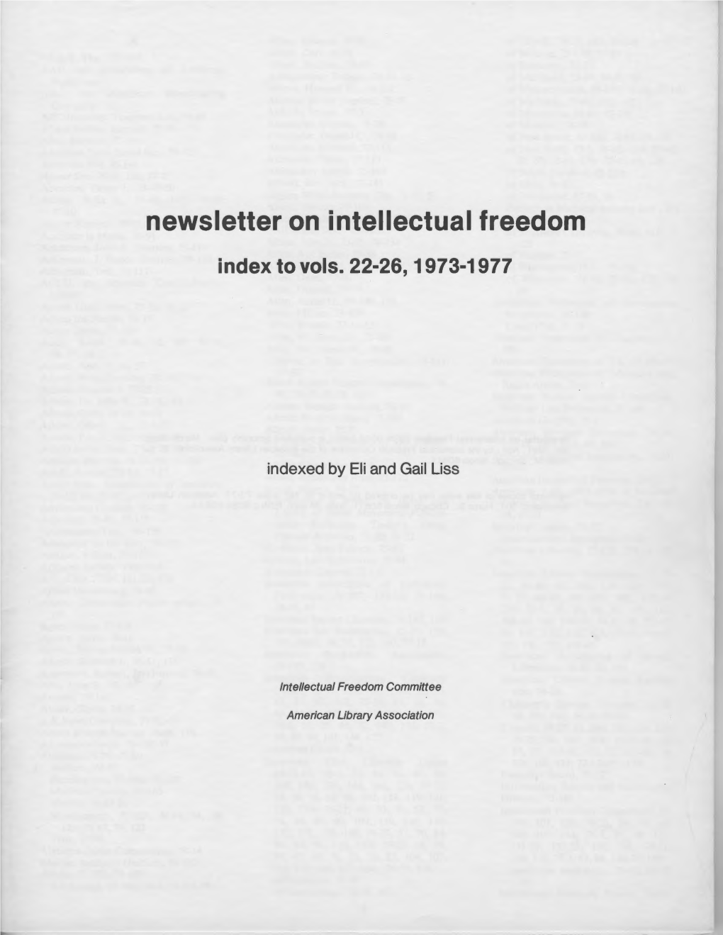 Newsletter on Intellectual Freedom