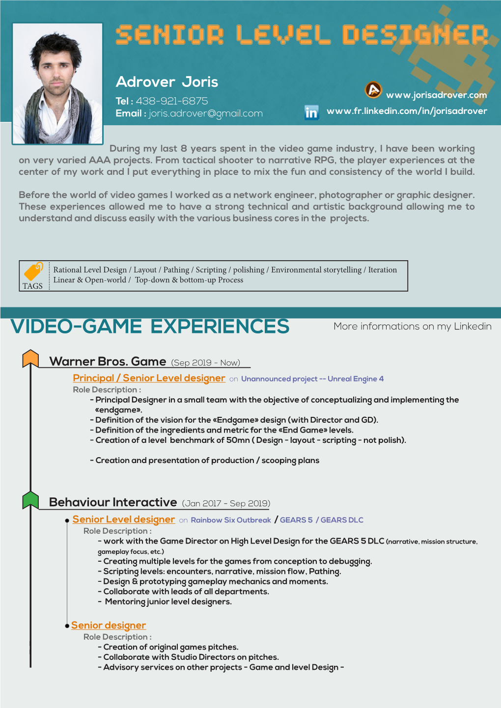 VIDEO-GAME EXPERIENCES Senior LEVEL Designer