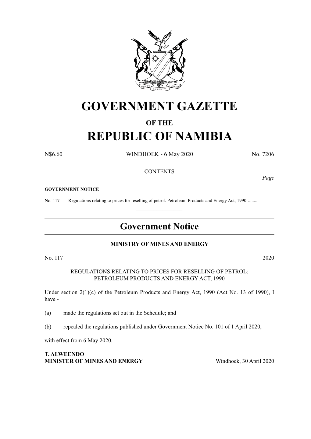 Government Gazette Republic of Namibia