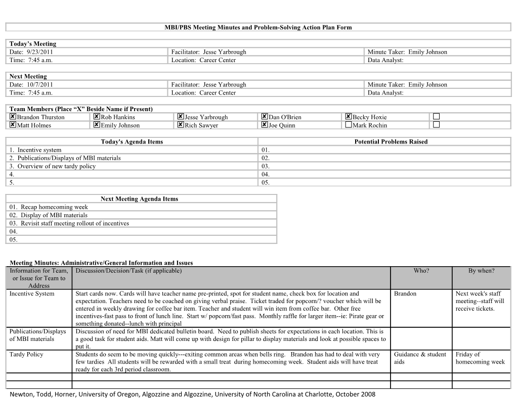 Meeting Minutes: Administrative/General Information and Issues s1