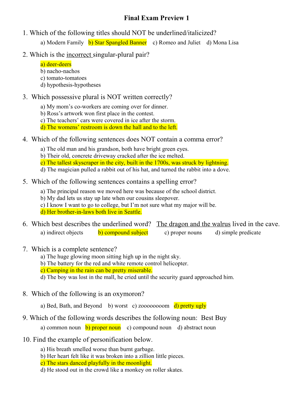 Brain Challenge: Final Exam Preview