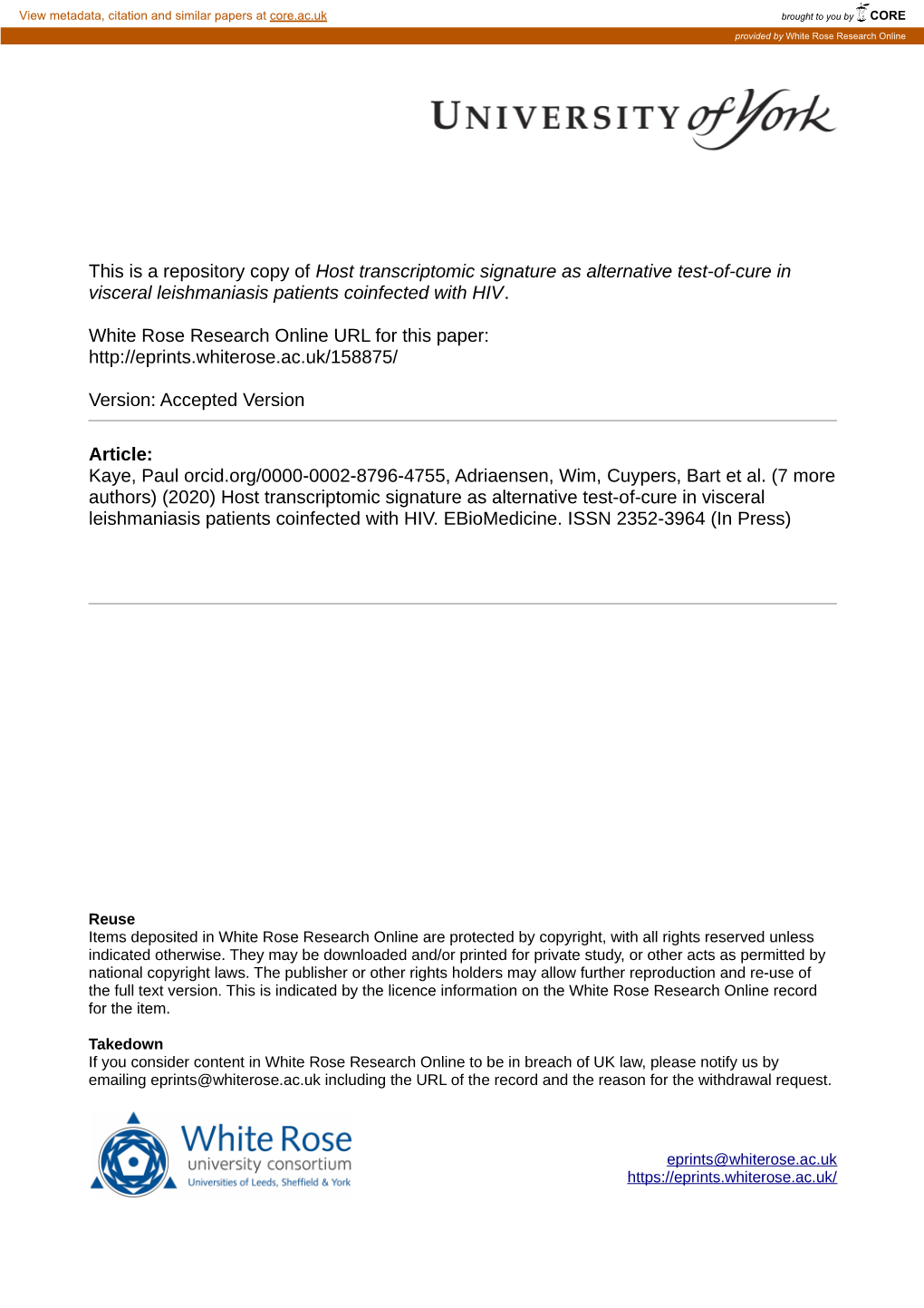 Host Transcriptomic Signature As Alternative Test-Of-Cure in Visceral Leishmaniasis Patients Coinfected with HIV