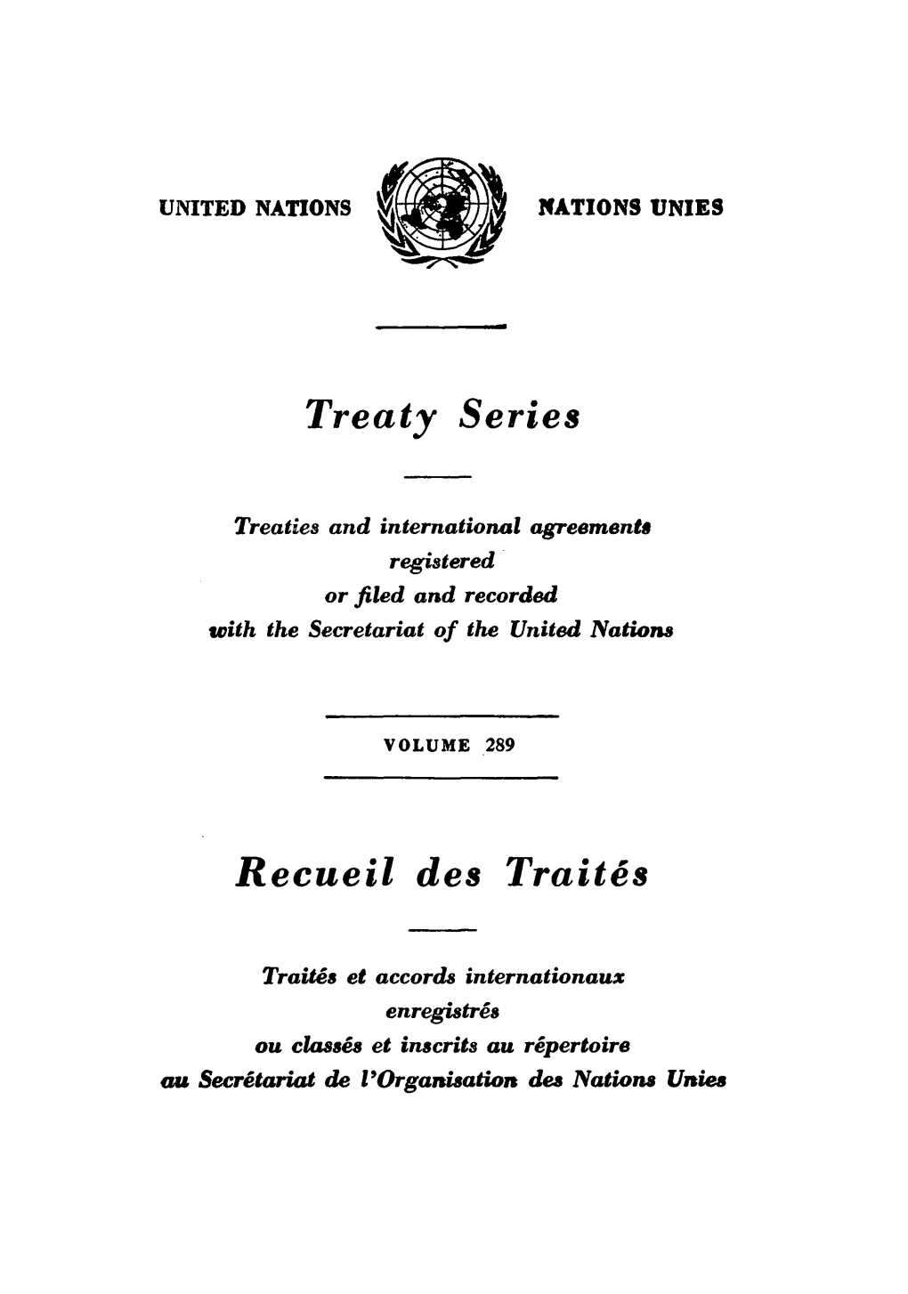 Treaty Series Recueil Des Traites