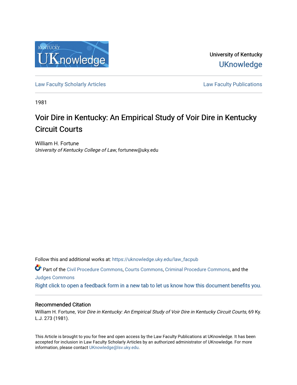 An Empirical Study of Voir Dire in Kentucky Circuit Courts