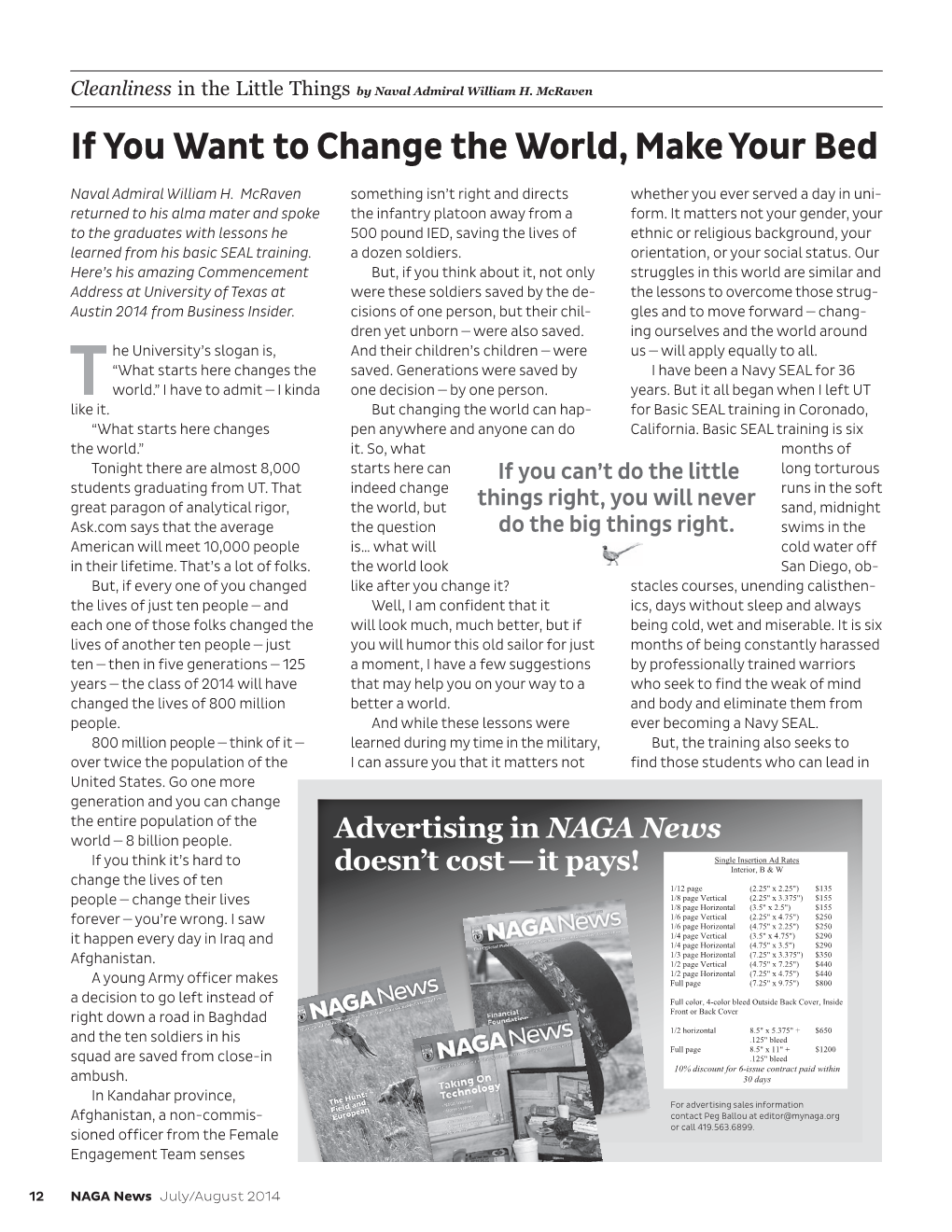 If You Want to Change the World, Make Your Bed