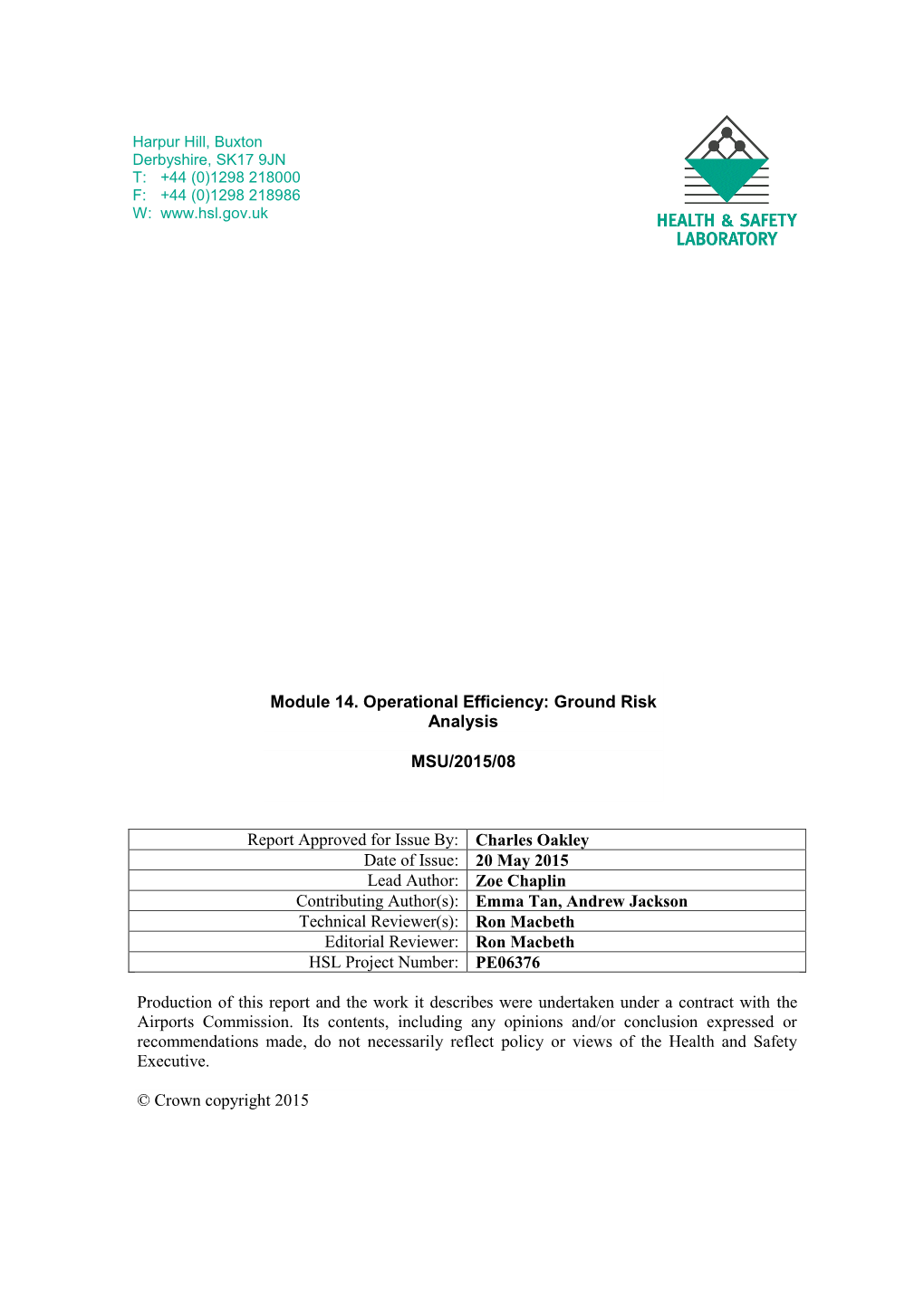 Module 14. Operational Efficiency: Ground Risk Analysis