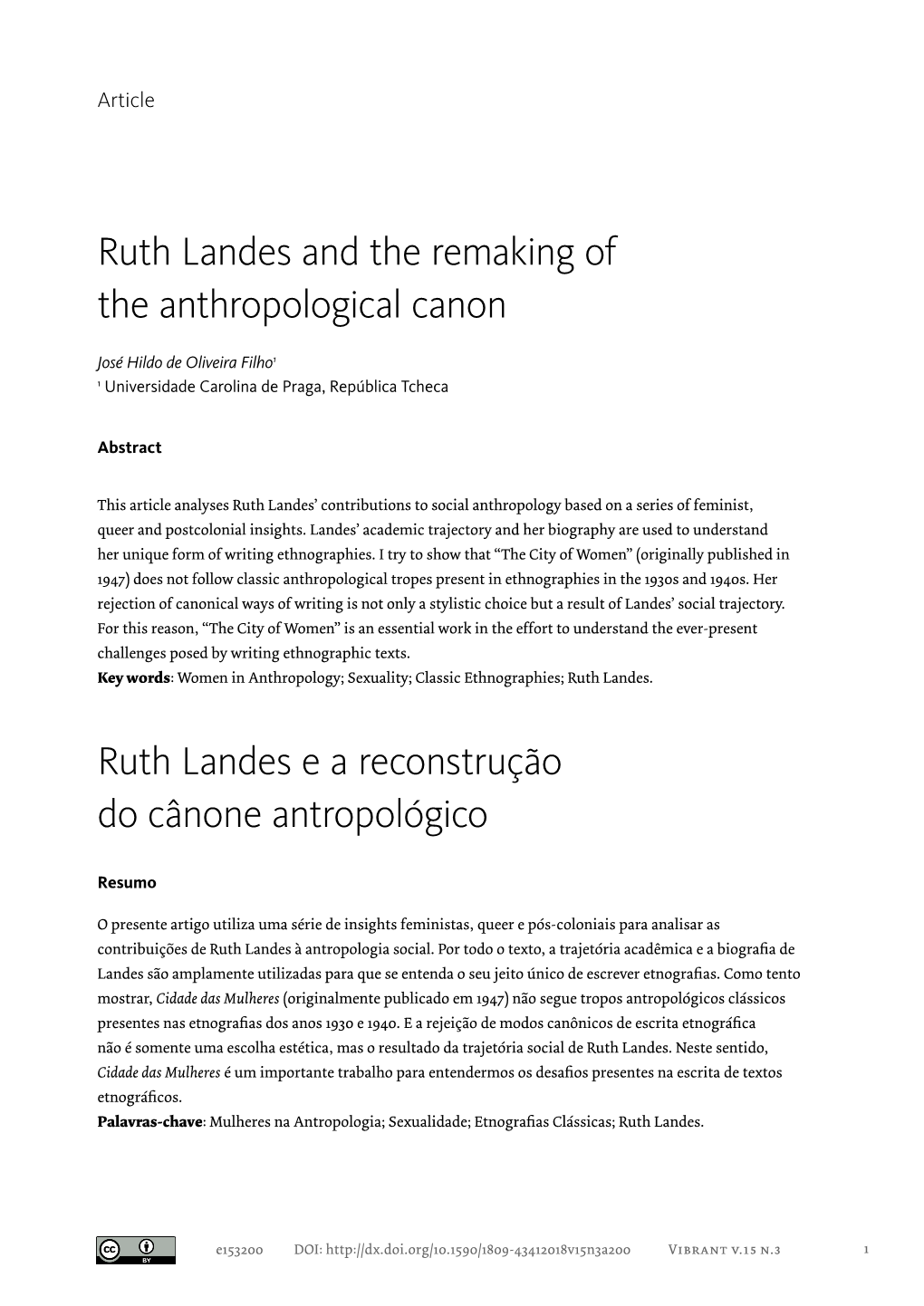 Ruth Landes and the Remaking of the Anthropological Canon