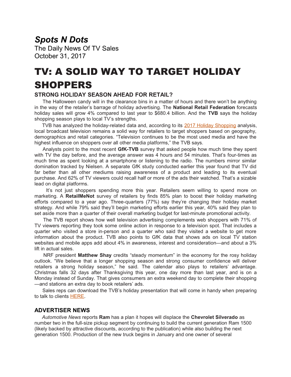 Tv: a Solid Way to Target Holiday Shoppers