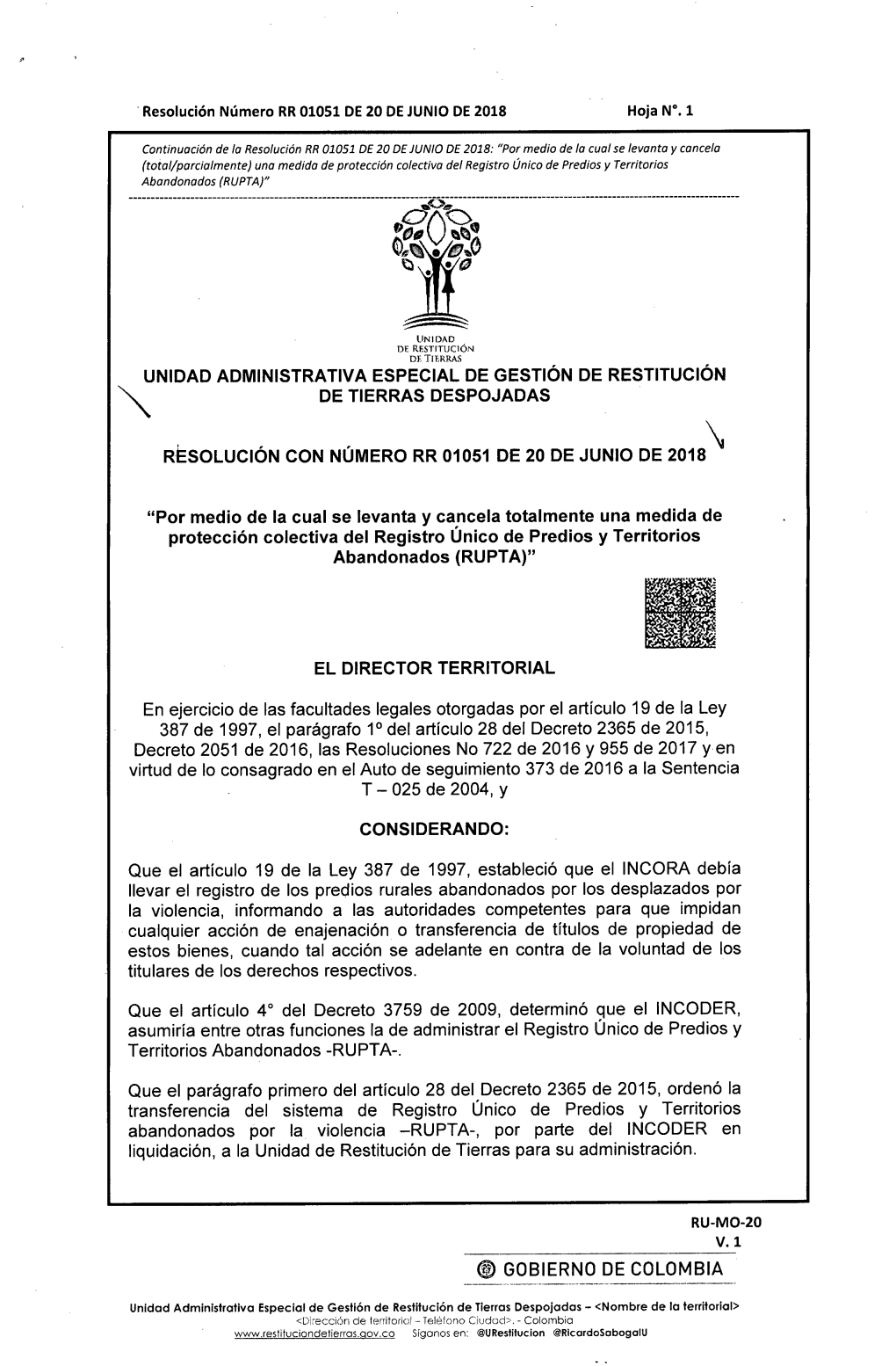 Unidad Administrativa Especial De Gestión De Restitución De Tierras Despojadas