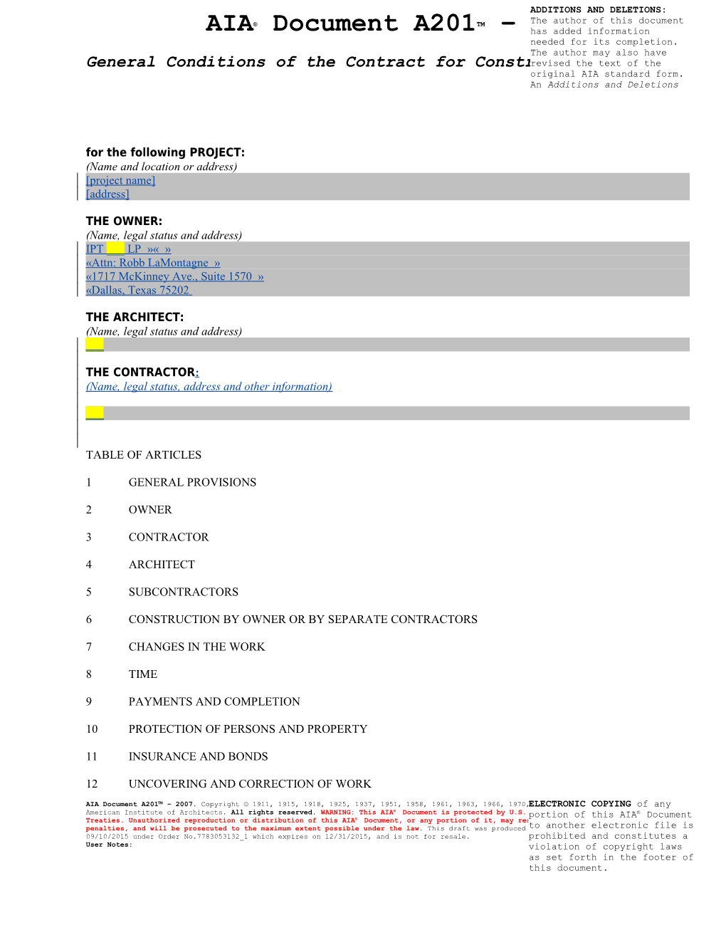 A201-2007 - General Conditions of the Contract for Construction