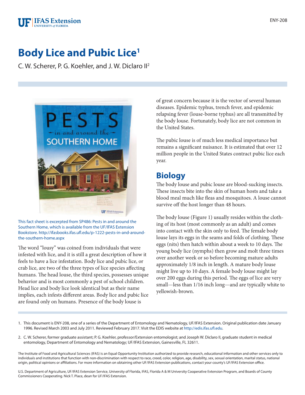 Body Lice and Pubic Lice1 C