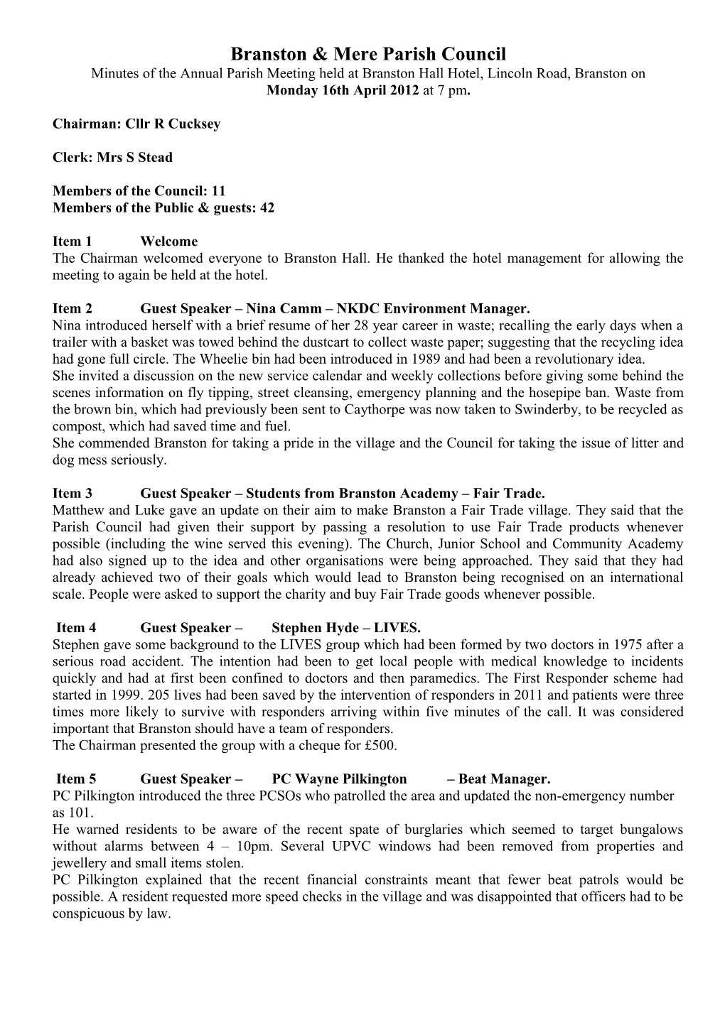 Branston & Mere Parish Council s1