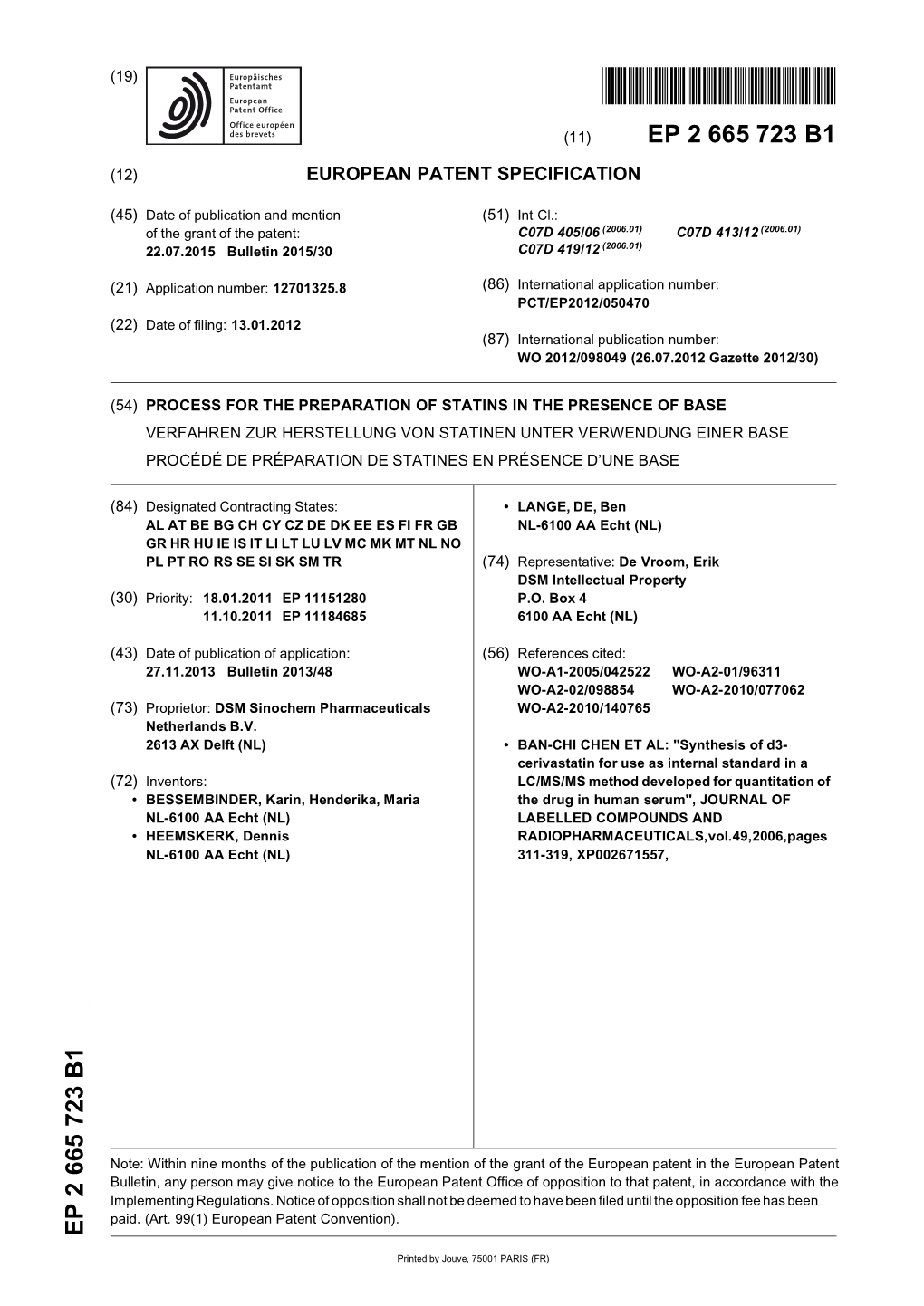 Process for the Preparation of Statins in the Presence of Base