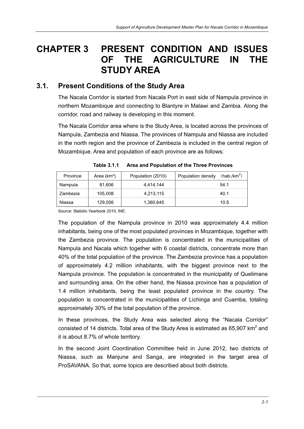 Chapter 3 Present Condition and Issues of the Agriculture in the Study Area