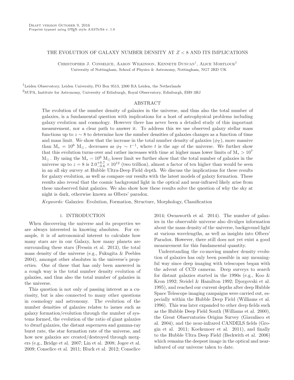 The Evolution of Galaxy Number Density