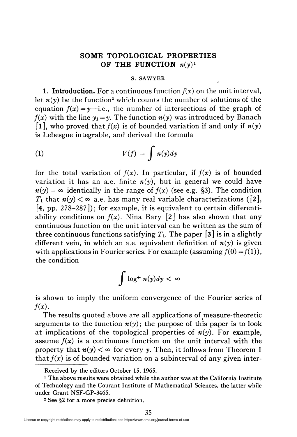 (1) V(F) = J N(Y)Dy