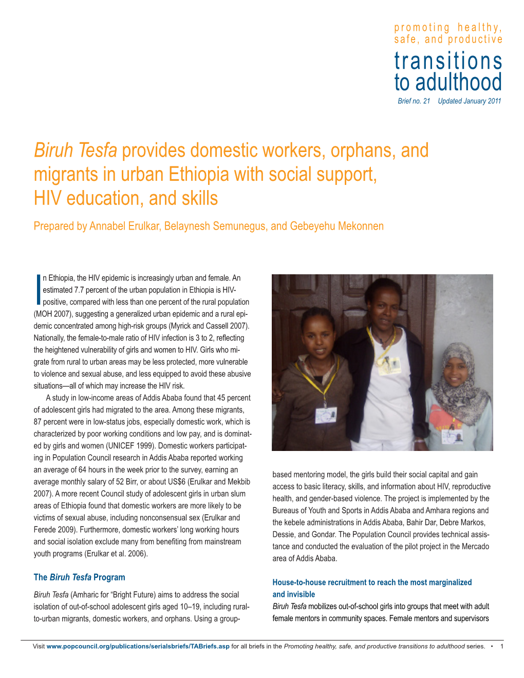 Biruh Tesfa Provides Domestic Workers, Orphans, and Migrants In