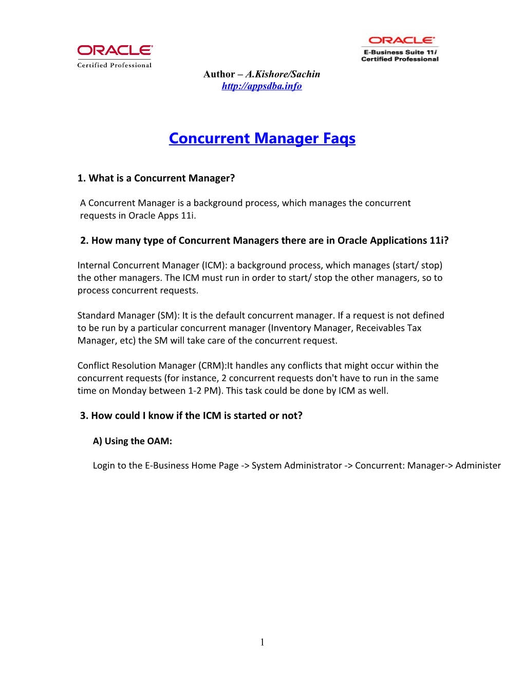 Concurrent Manager Faqs