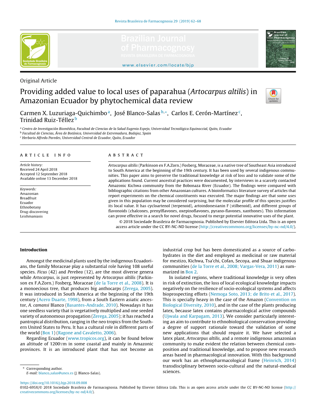 Providing Added Value to Local Uses of Paparahua (Artocarpus Altilis) In