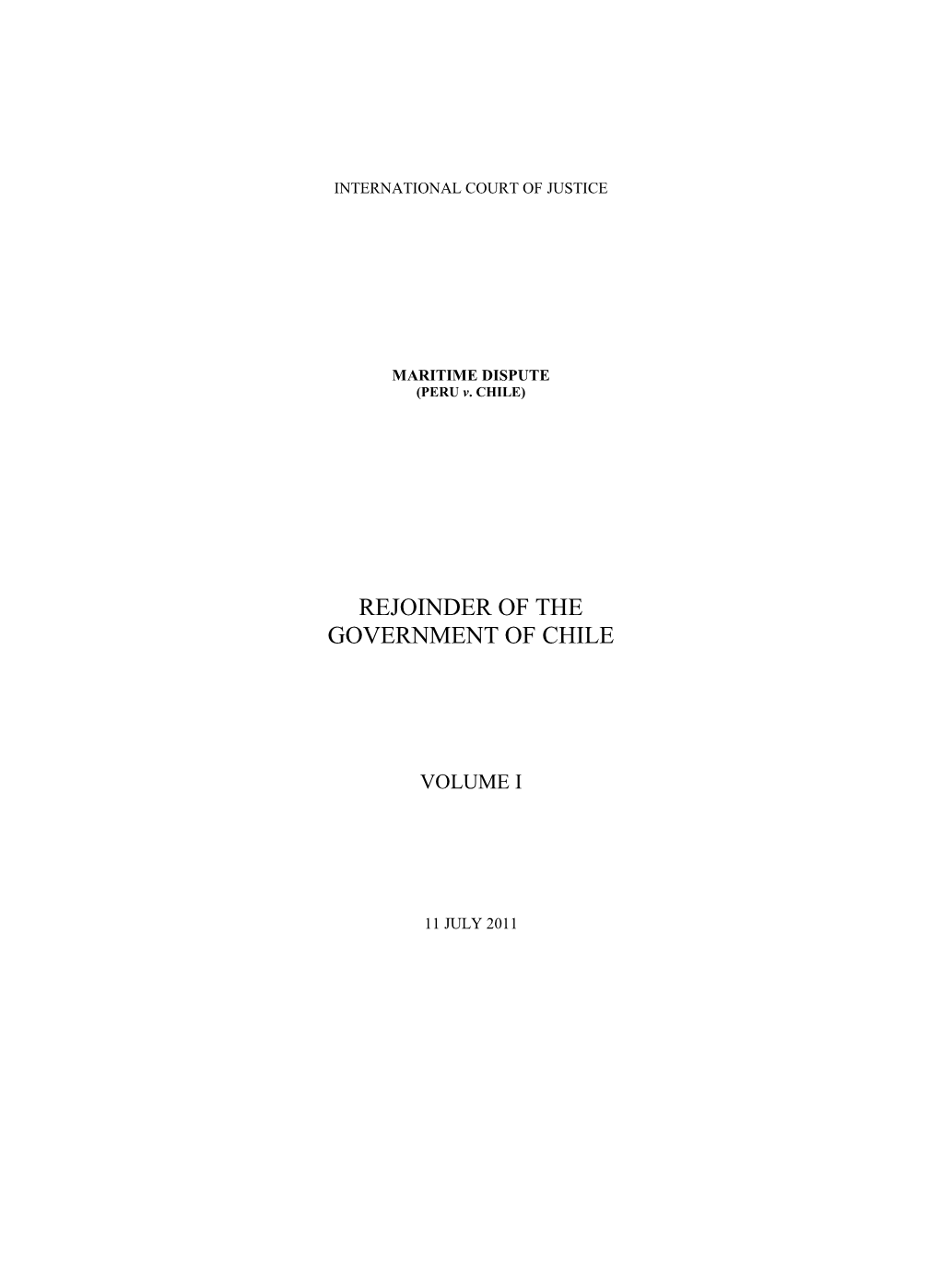Rejoinder of the Government of Chile