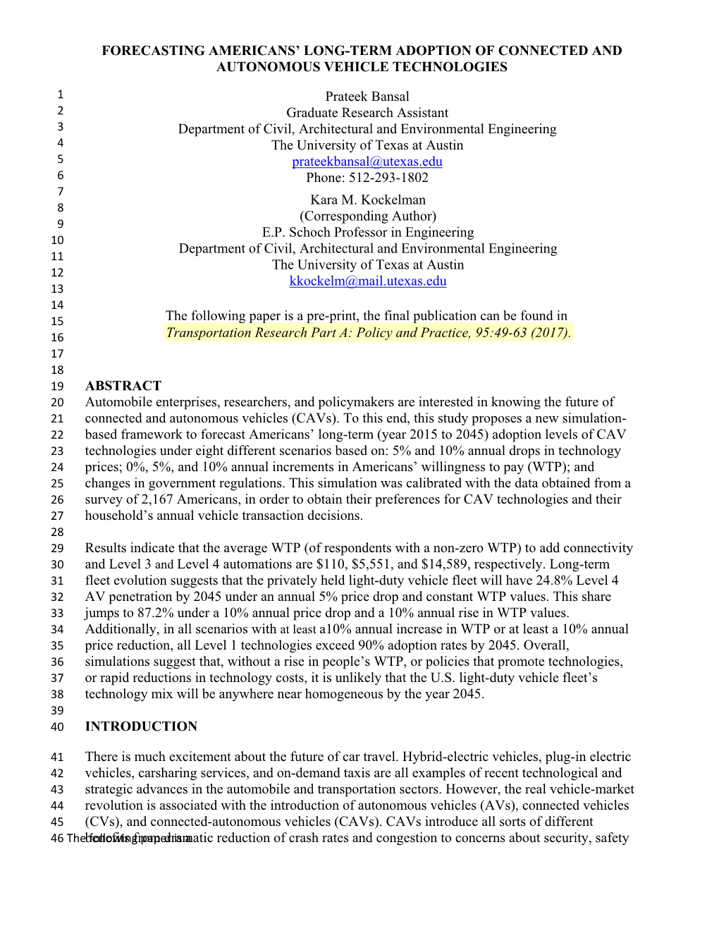 Forecasting Americans' Long-Term Adoption of Connected And