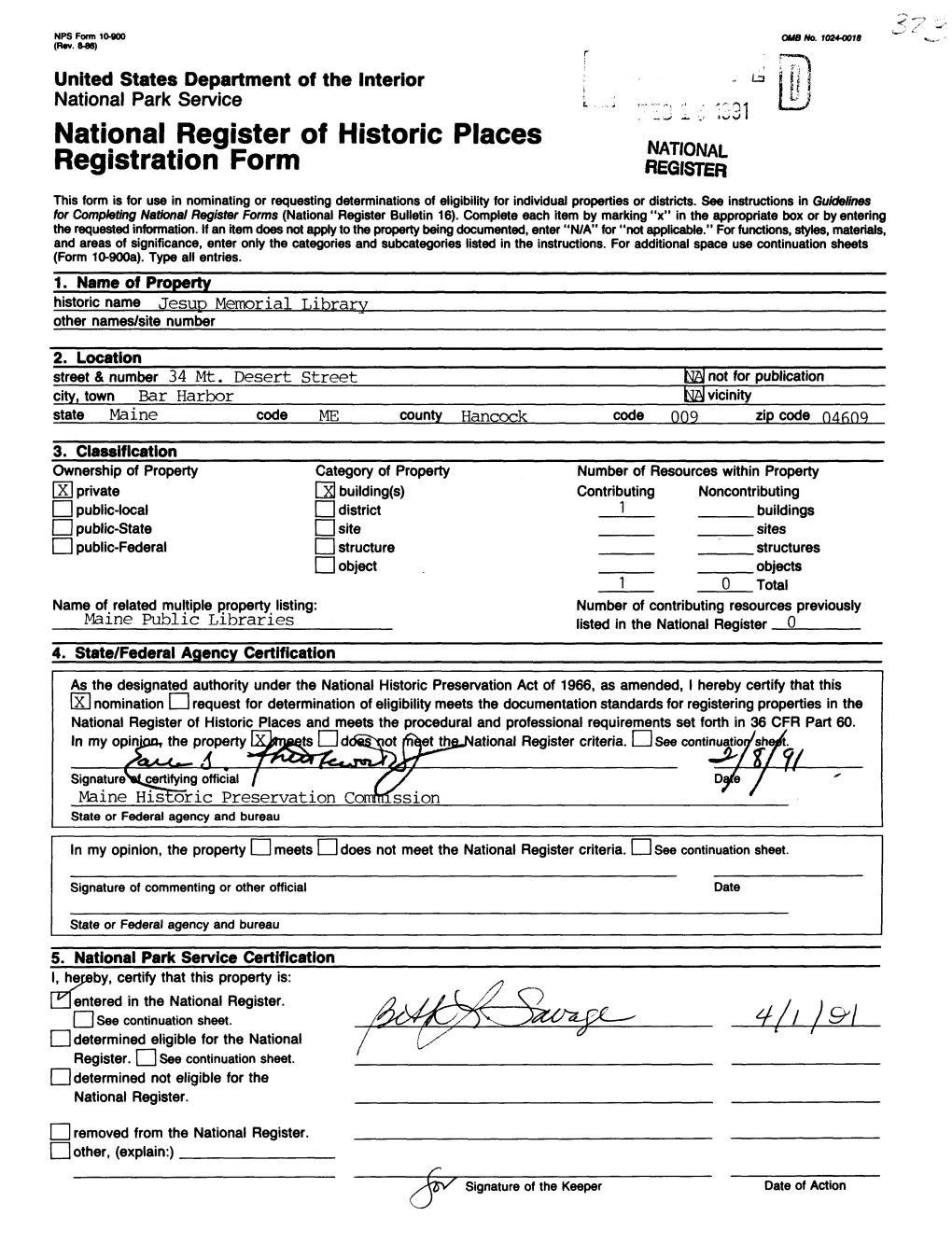 National Register of Historic Places Continuation Sheet