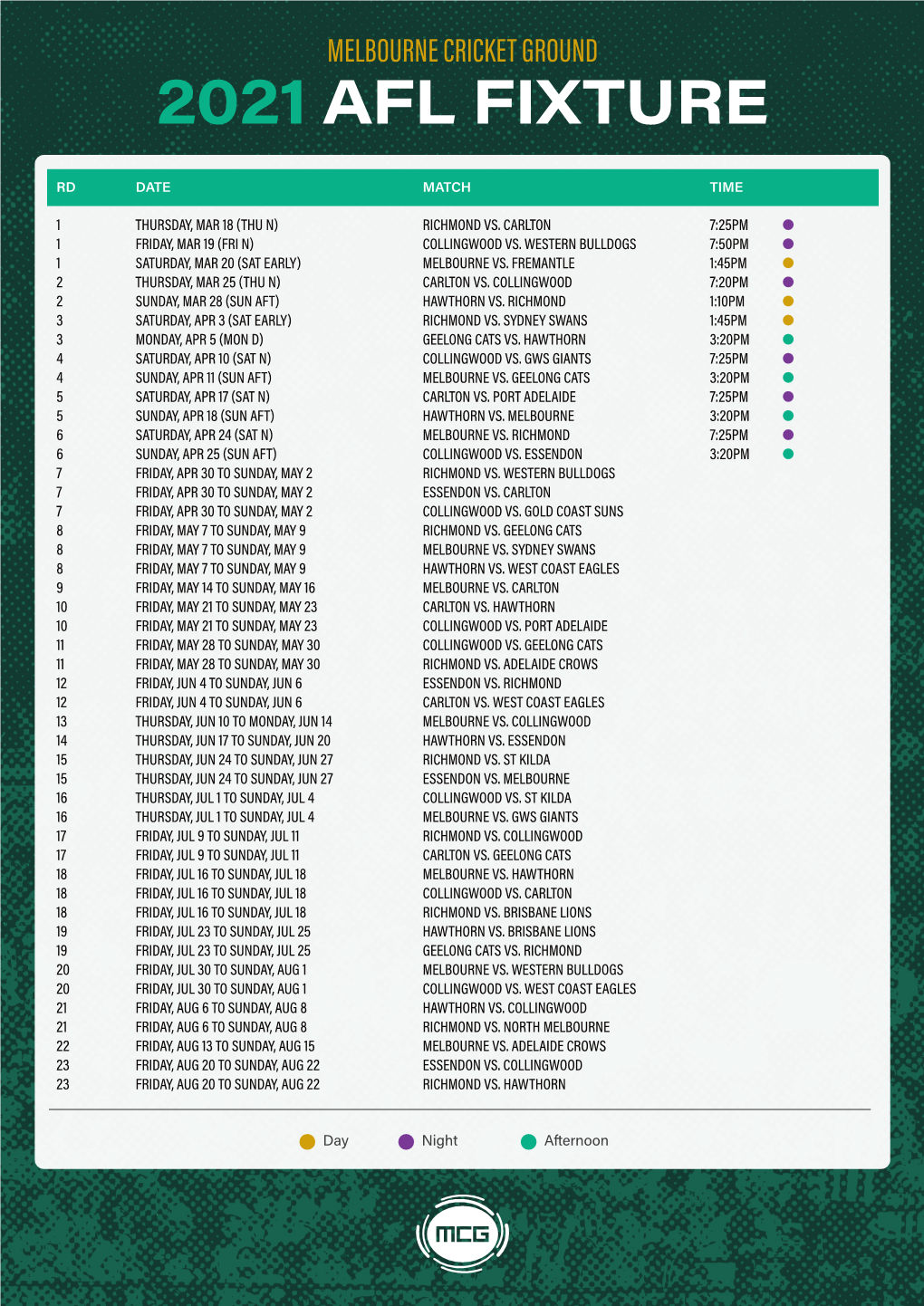 2021 Afl Fixture