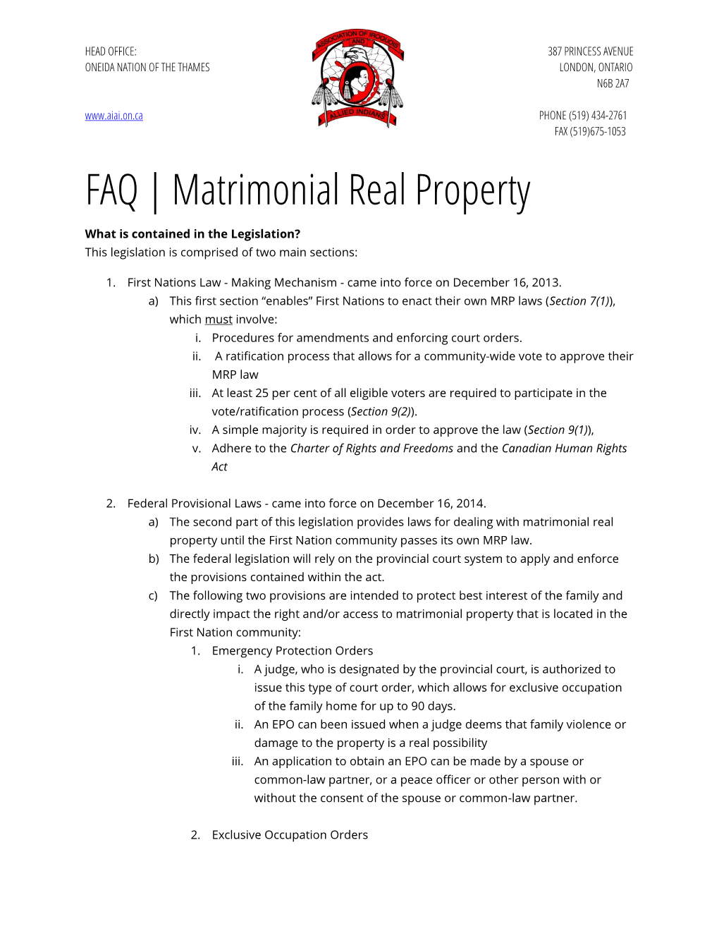 MRP FAQ Sheet