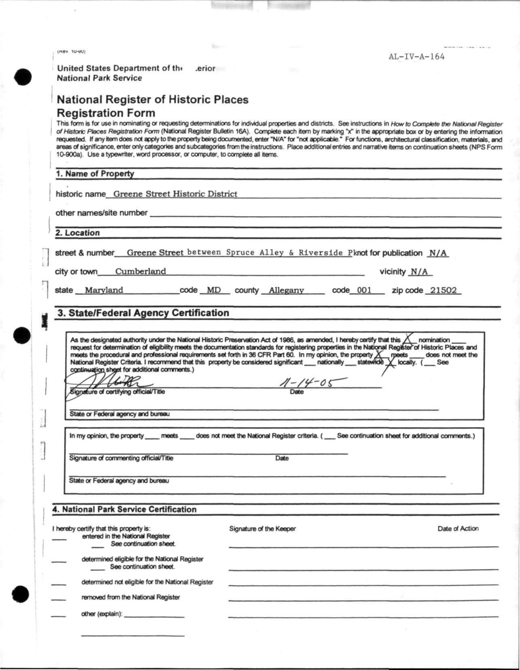 National Register of Historic Places Registration Form This Form Is for Use in Nominating Or Requesting Determinations for Individual Properties and Districts