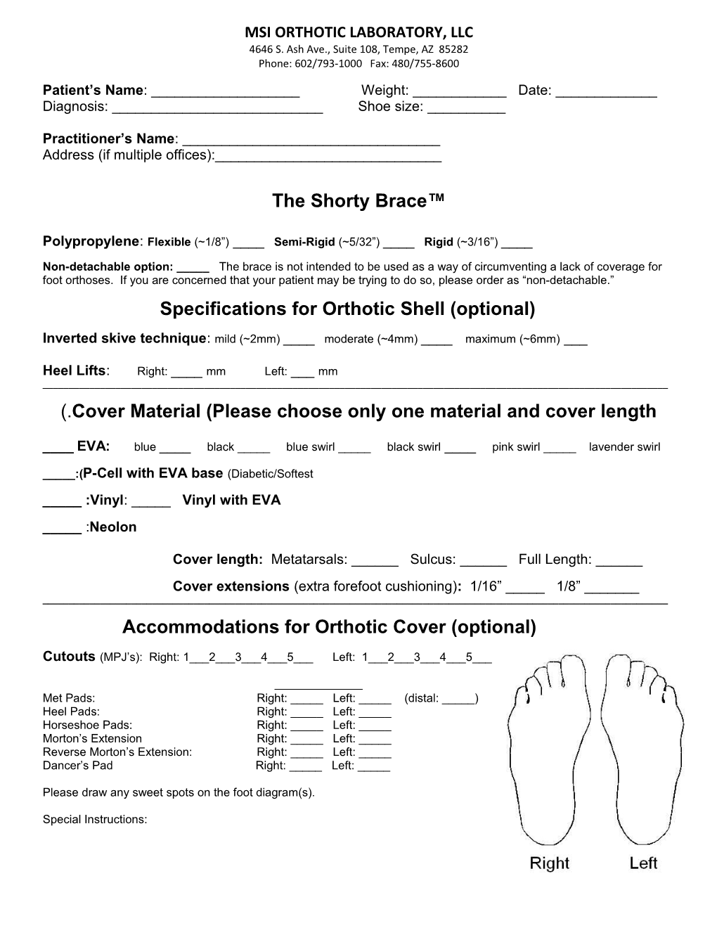 Msi Orthotic Laboratory, Llc