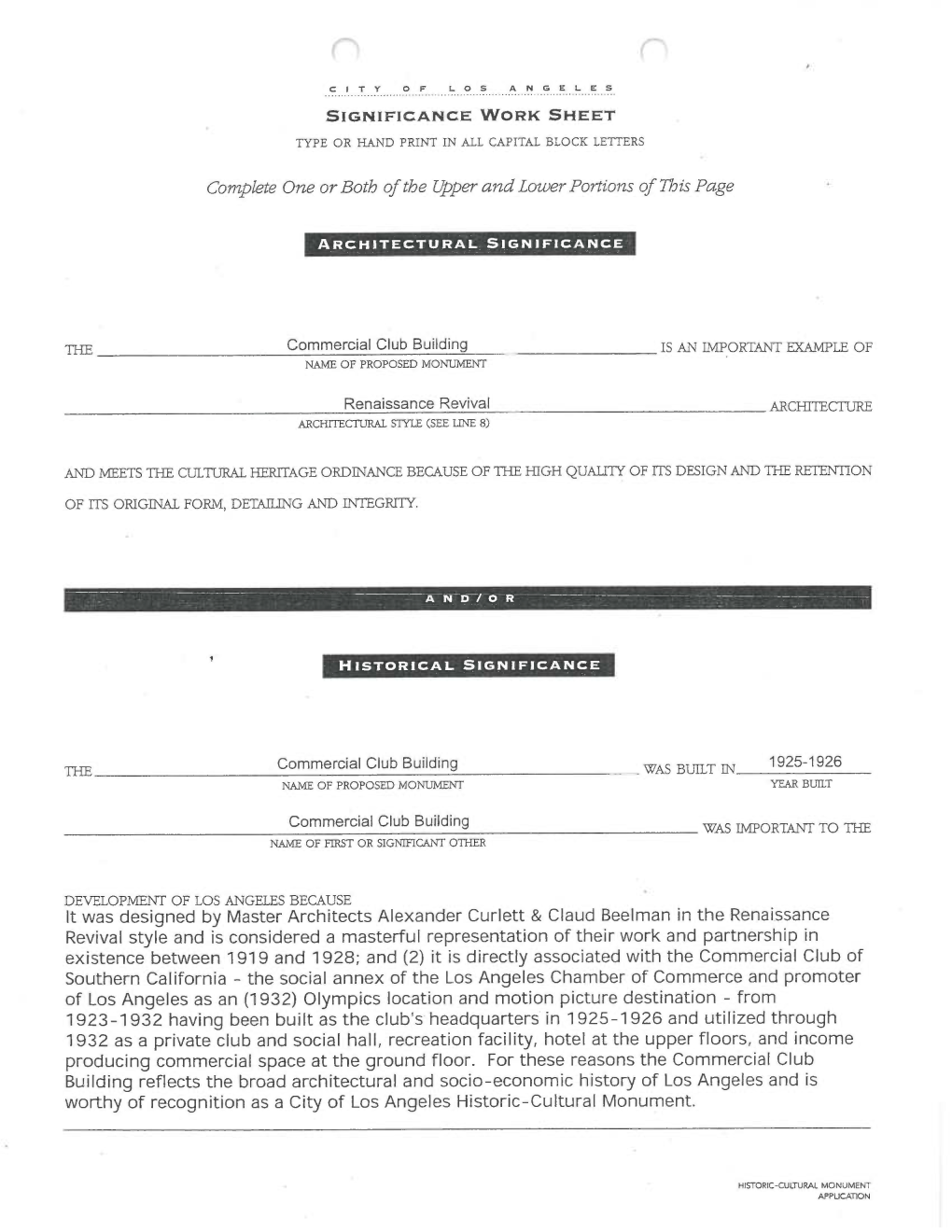 Complete One Or Both of the Upper and Lower Portions of This Page