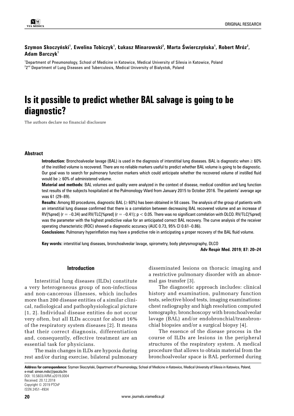 Is It Possible to Predict Whether BAL Salvage Is Going to Be Diagnostic?