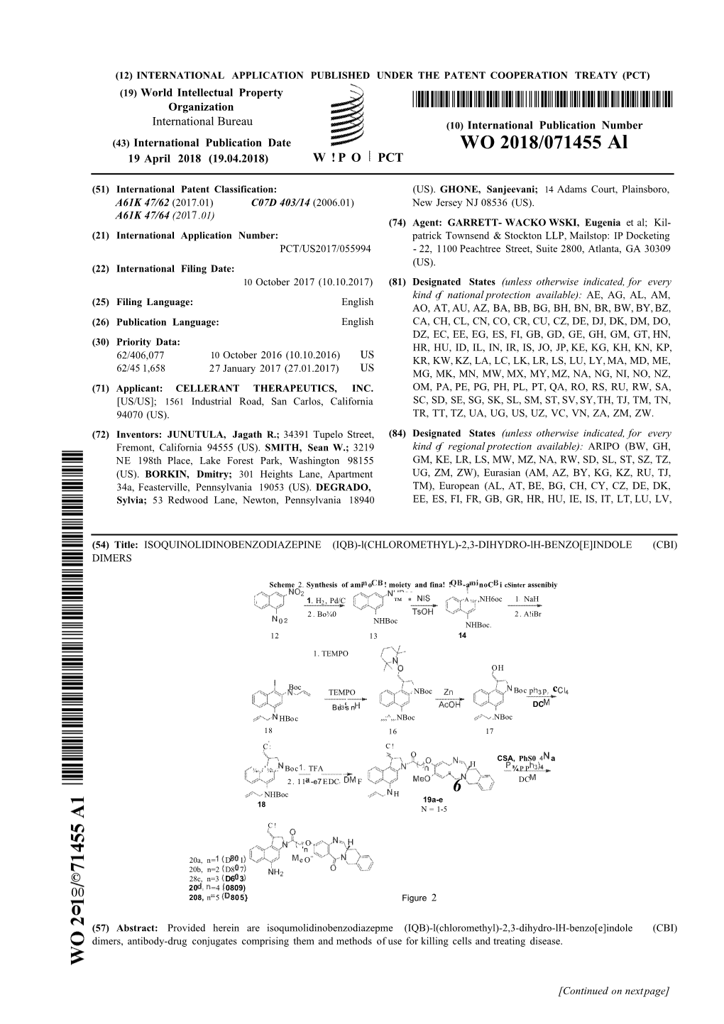 WO 2018/071455 Al 19 April 2018 (19.04.2018) W ! P O PCT