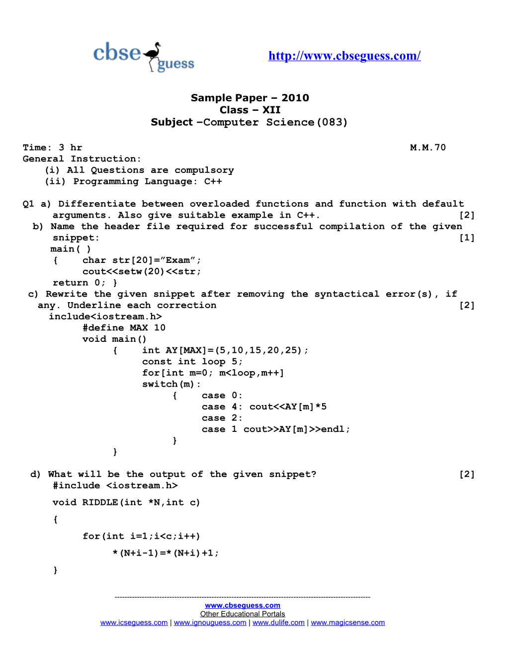 Pre-Board Evaluation Exam 2008-09 3