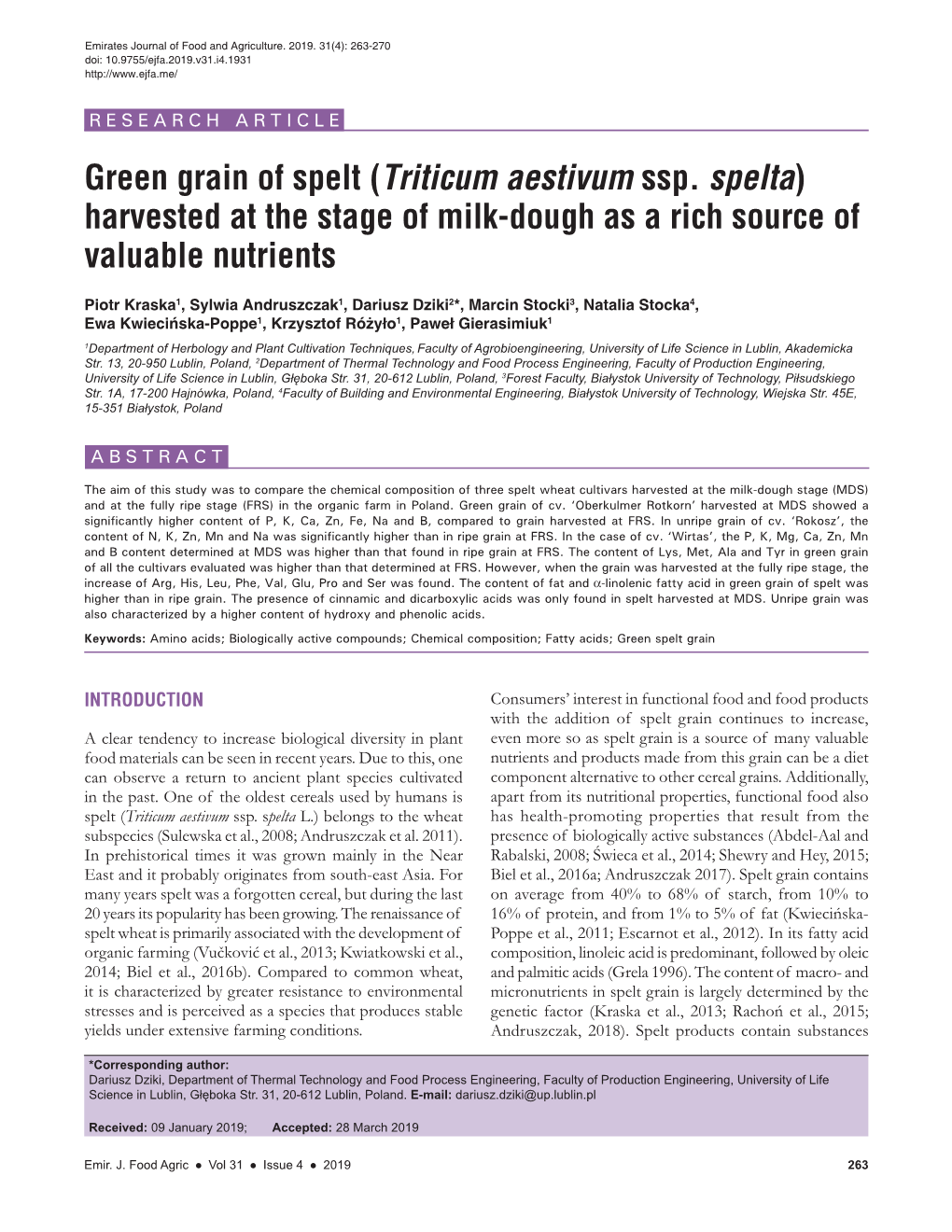 Green Grain of Spelt (Triticum Aestivum Ssp