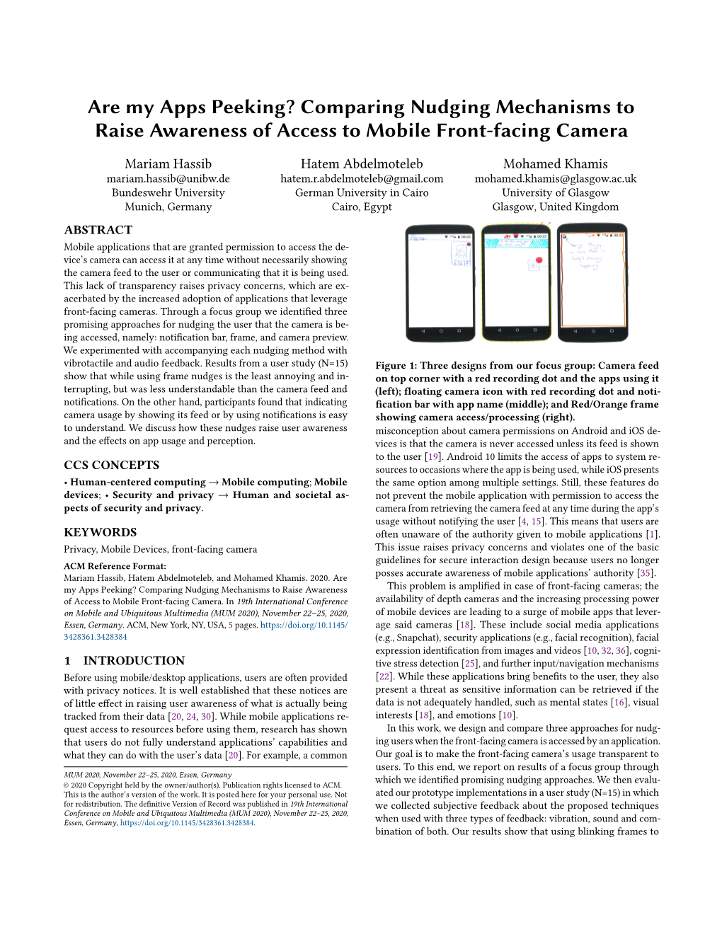 Are My Apps Peeking? Comparing Nudging Mechanisms to Raise Awareness of Access to Mobile Front-Facing Camera