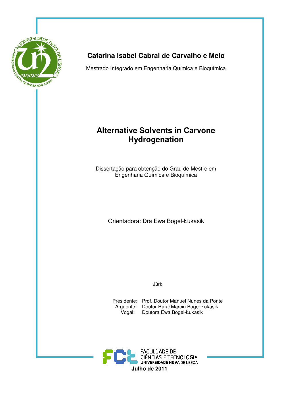 Alternative Solvents in Carvone Hydrogenation
