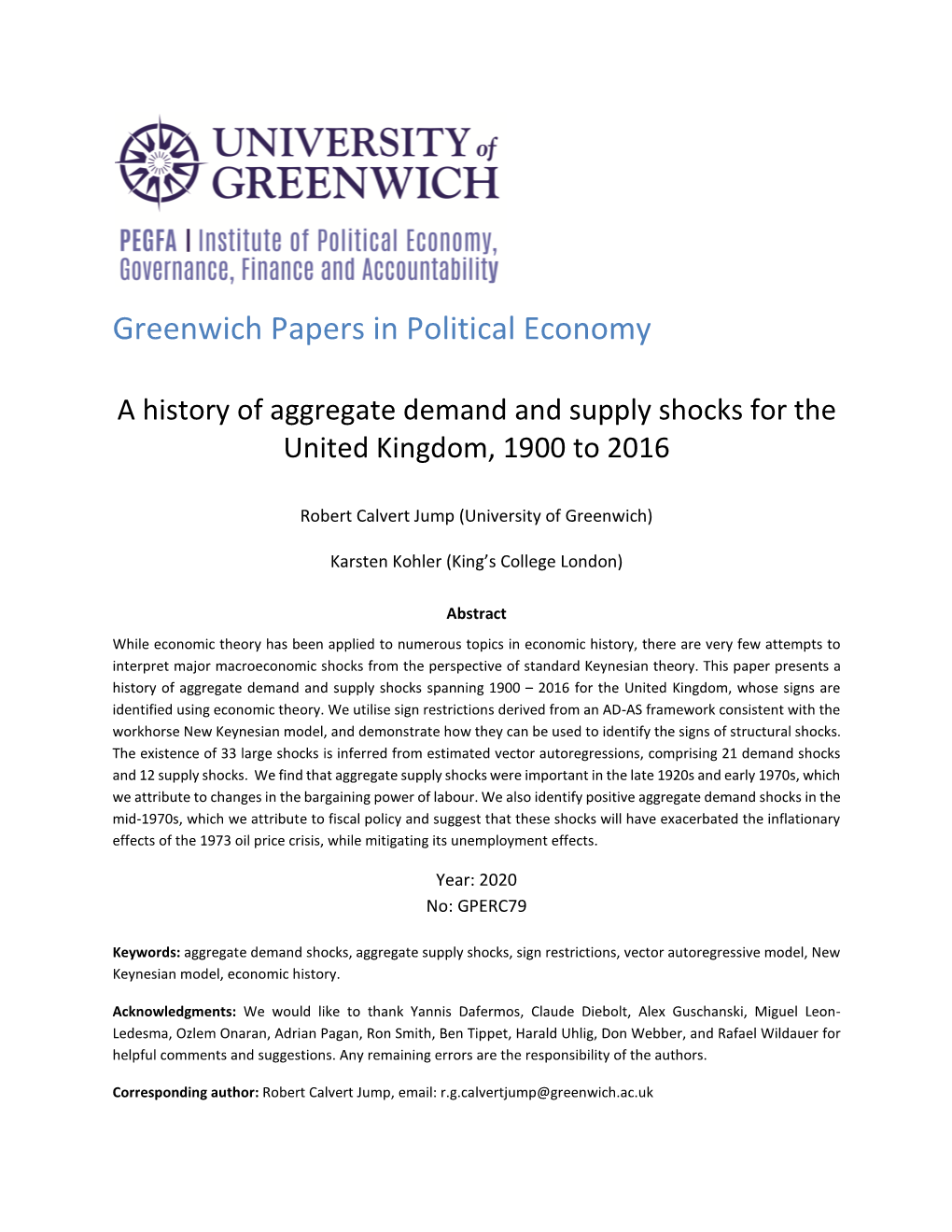 Greenwich Papers in Political Economy