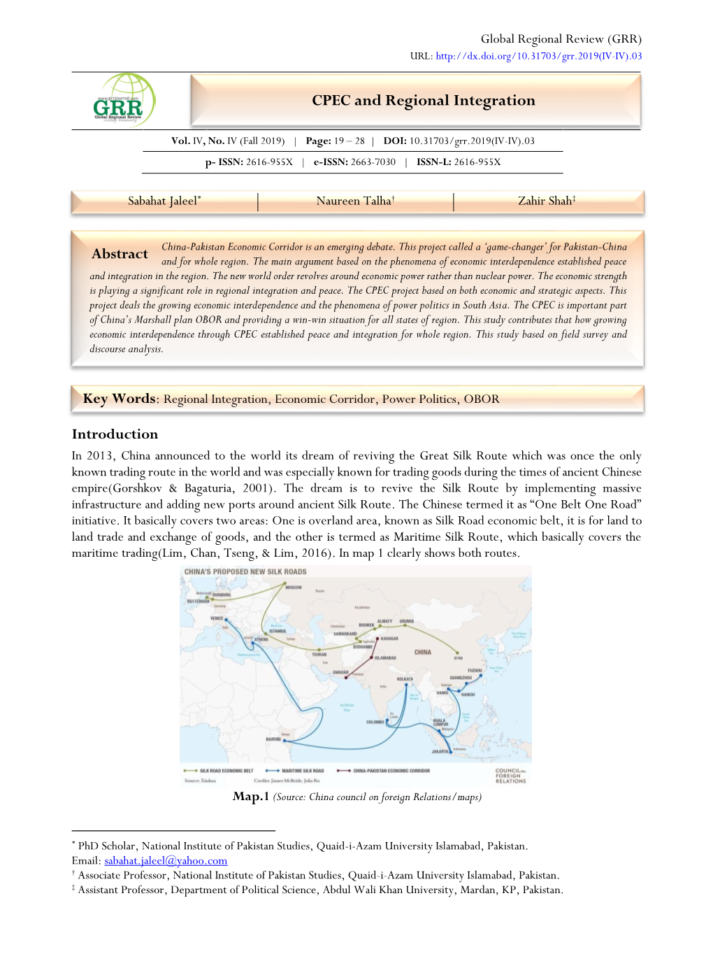 CPEC and Regional Integration