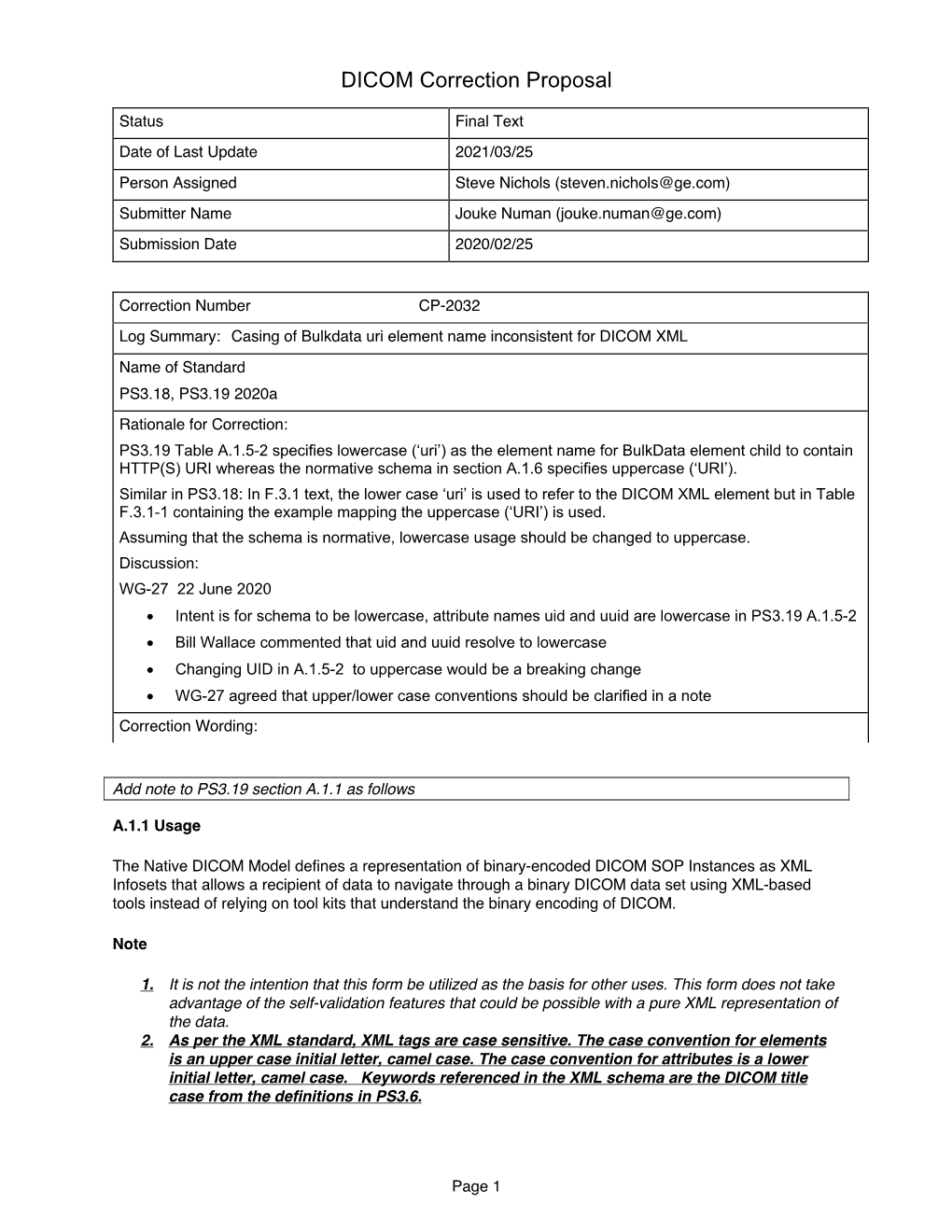 CP2032 Casing of Bulkdata Uri Element Name