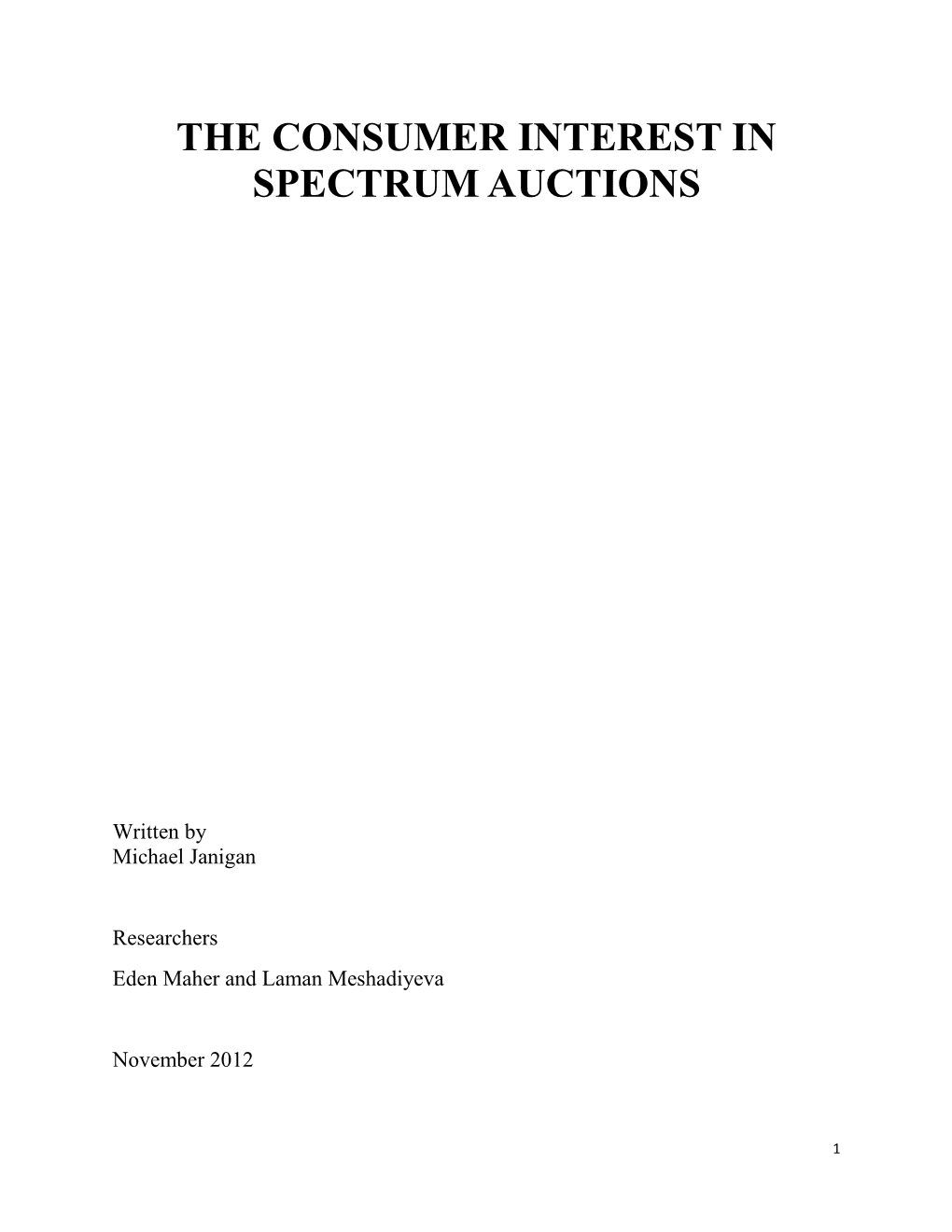 The Consumer Interest in Spectrum Auctions
