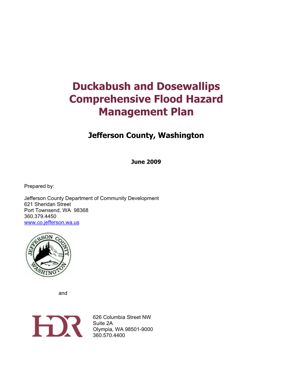 Duckabush and Dosewallips Comprehensive Flood Hazard Management Plan