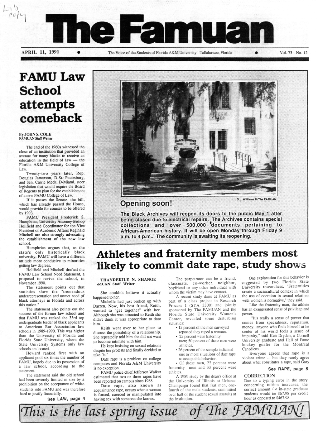 The Famuan: October 2, 1986